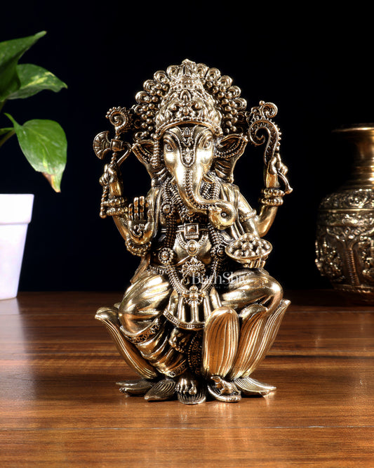 Pure Brass Superfine Lord Ganesha Idol | 6 inch