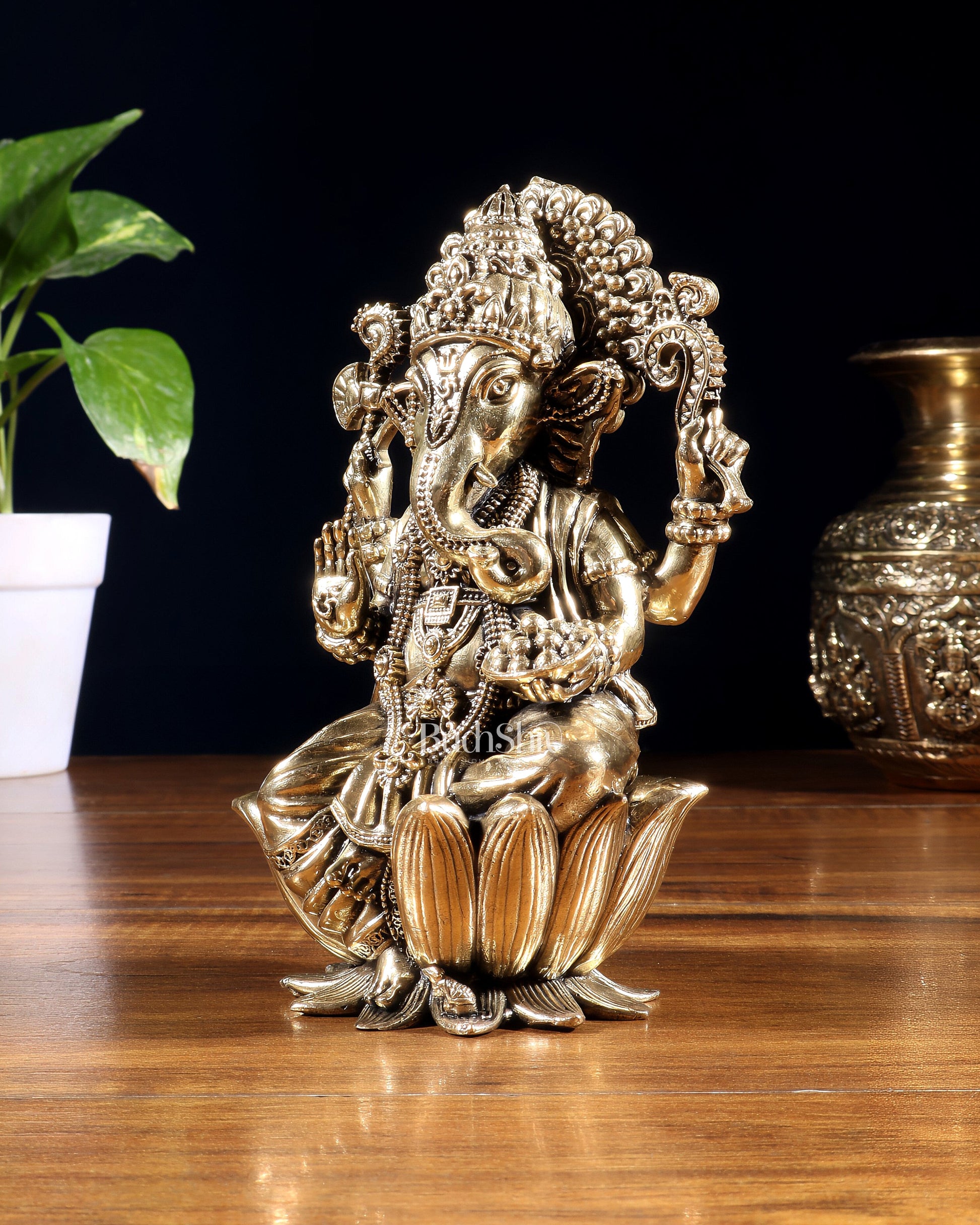 Pure Brass Superfine Lord Ganesha Idol | 6 inch