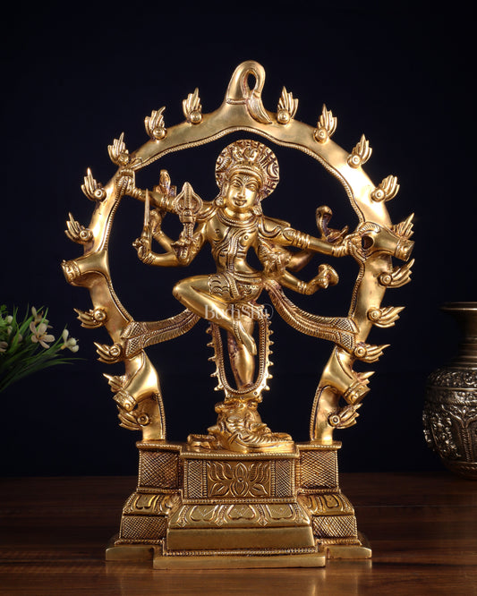 Pure Brass Superfine Shiva Gaja Samhara Murthy 12 inch