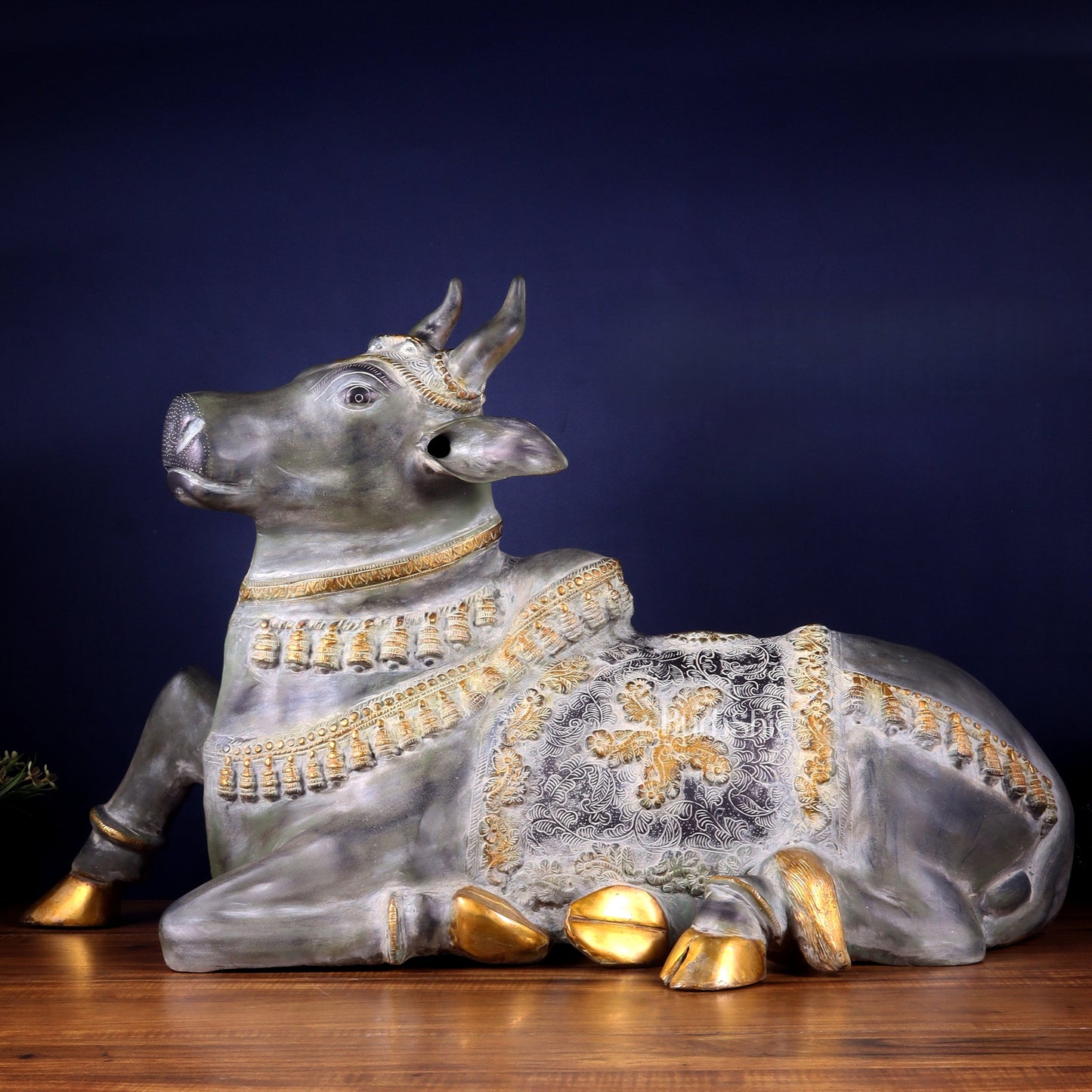 Brass Antique Large Nandi Sculpture | BudhShiv 33"