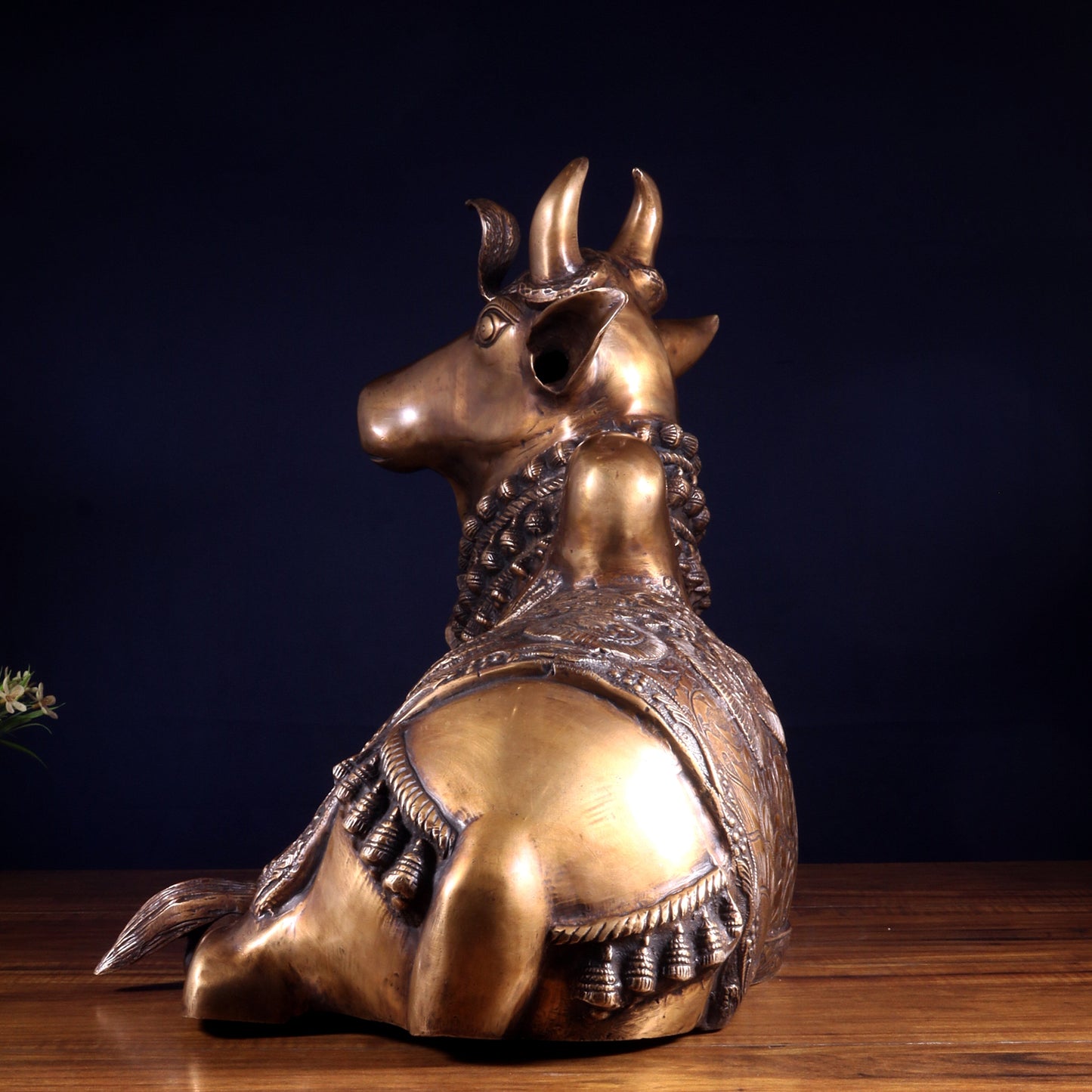 Majestic Pure Brass Nandi Statue with Vasuki 25"