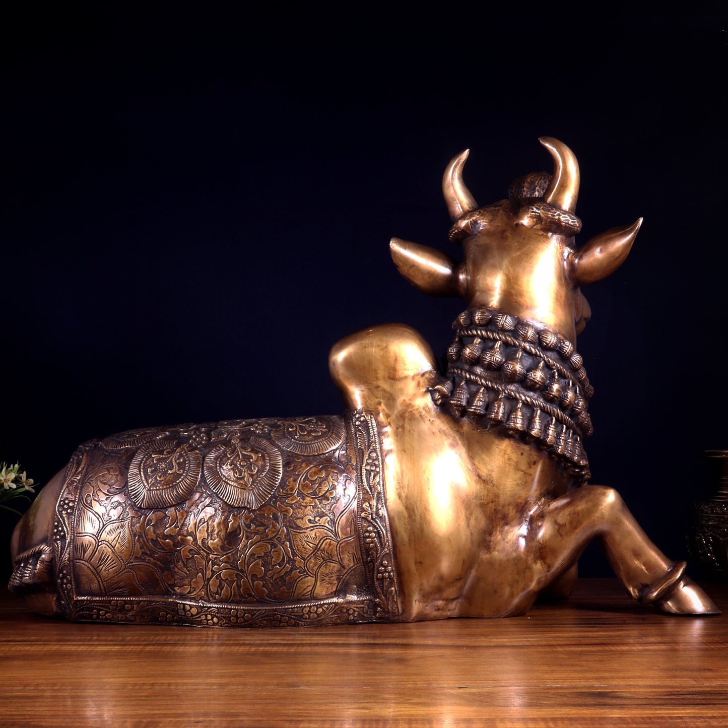Majestic Pure Brass Nandi Statue with Vasuki 25"