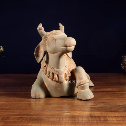 Brass Nandi Statue green sand finish - 15 inch