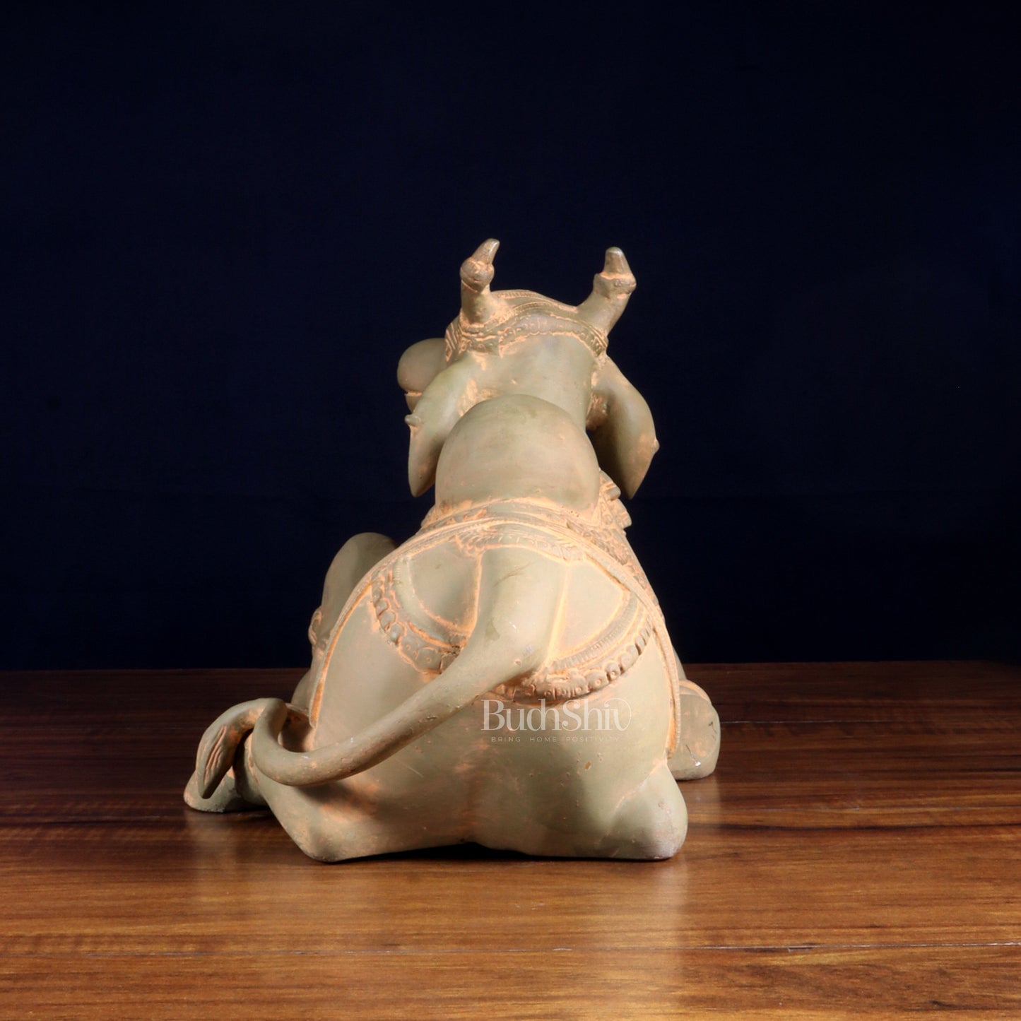 Brass Nandi Statue green sand finish - 15 inch