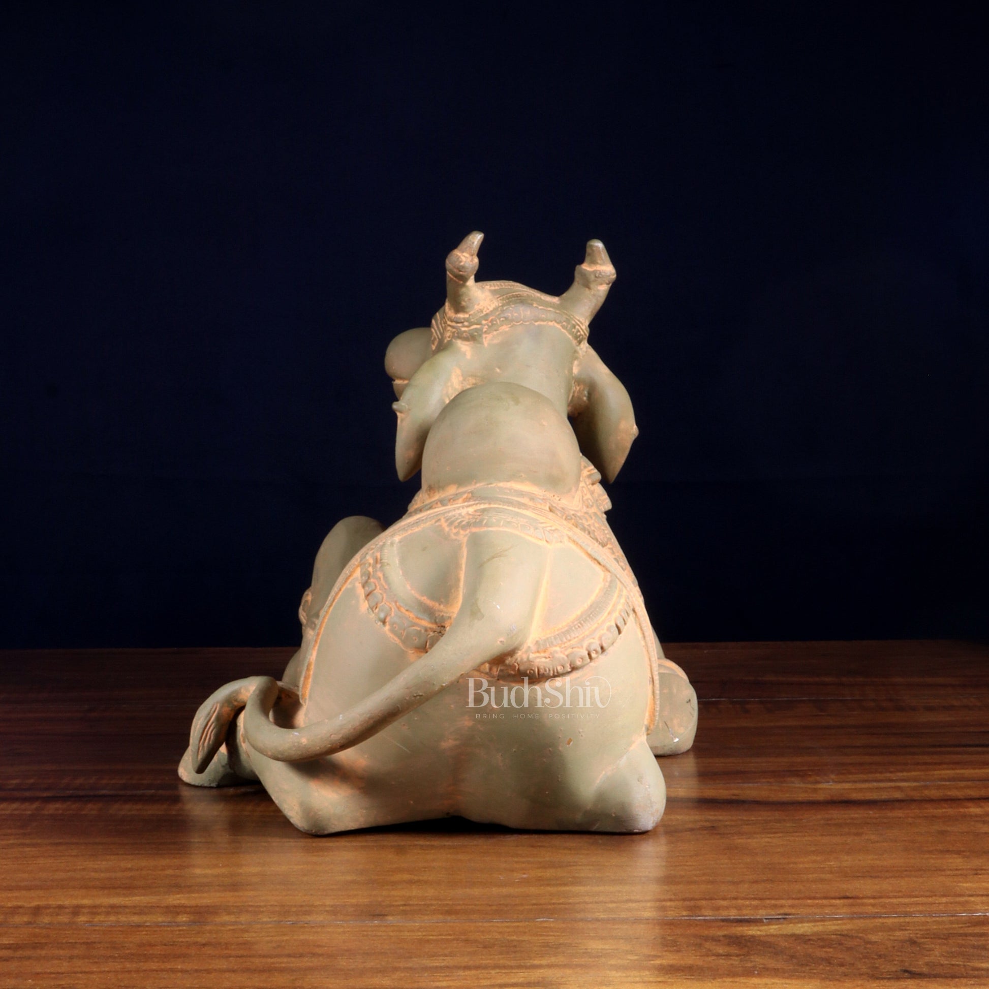 Brass Nandi Statue green sand finish - 15 inch