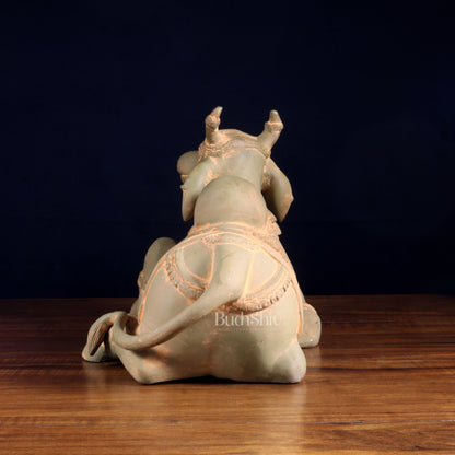 Brass Nandi Statue green sand finish - 15 inch