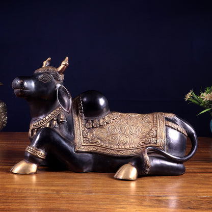 Brass Nandi Statue Black tone - 15 inch