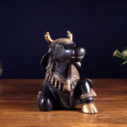 Brass Nandi Statue Black tone - 15 inch