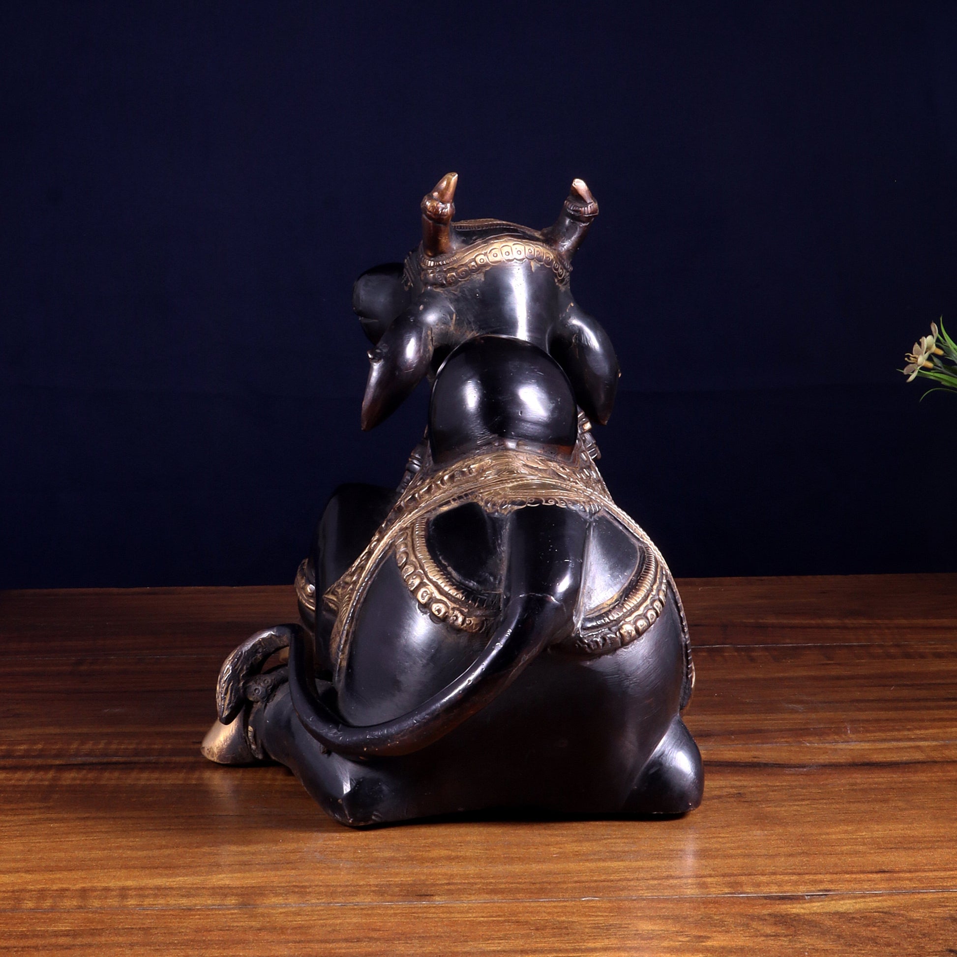 Brass Nandi Statue Black tone - 15 inch