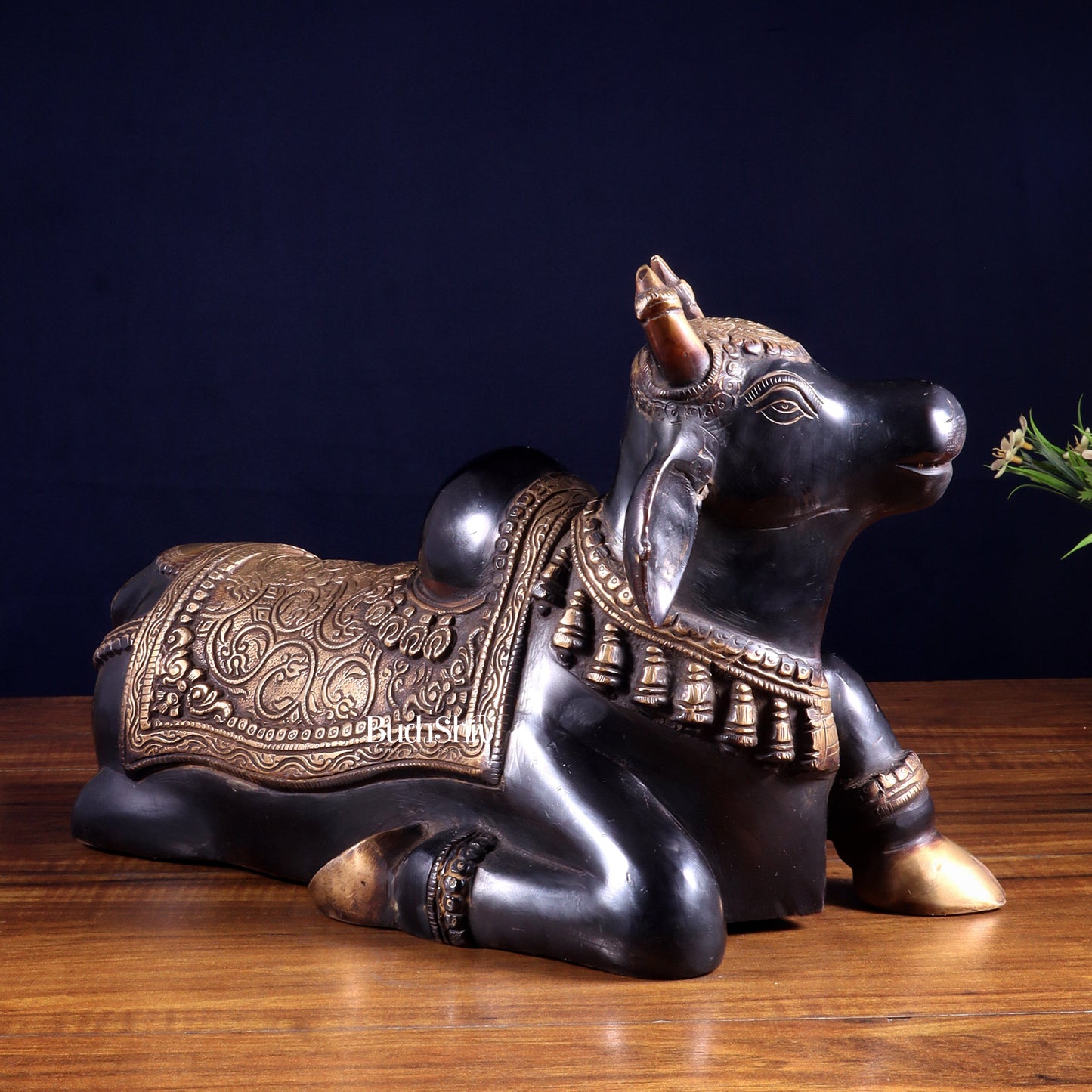 Brass Nandi Statue Black tone - 15 inch