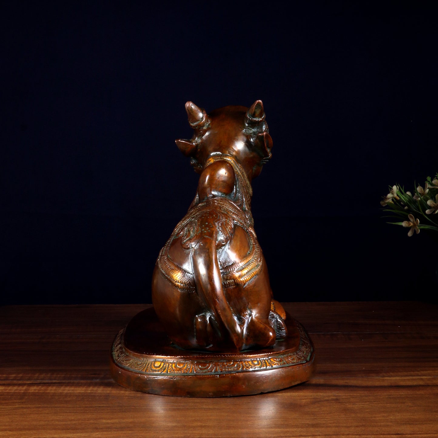 Pure Brass Vintage Nandi Statue – double Chola Finish 12.6 inch