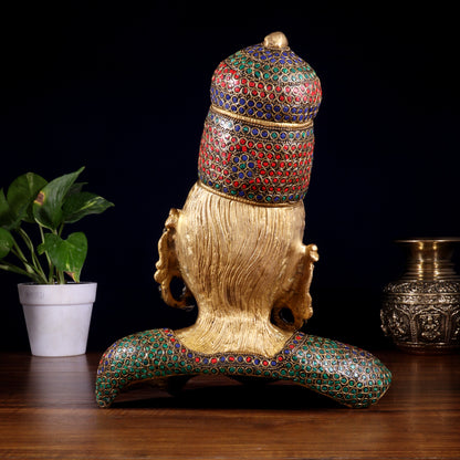 Brass Parvati face Bust table accent 12" stonework