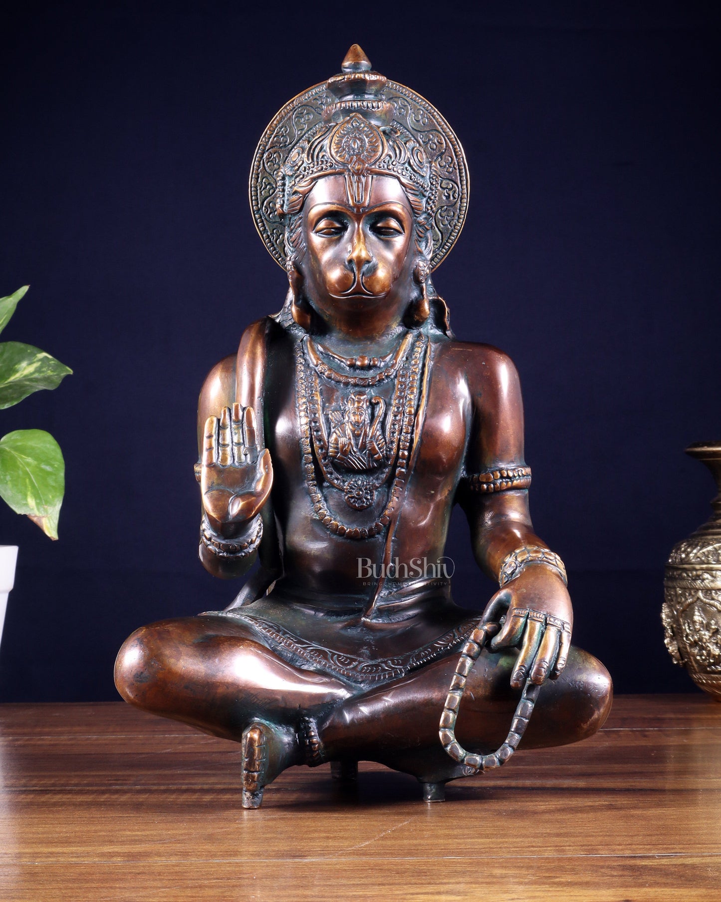 Divine Hanuman Brass blessing statue | 11" bronze tone