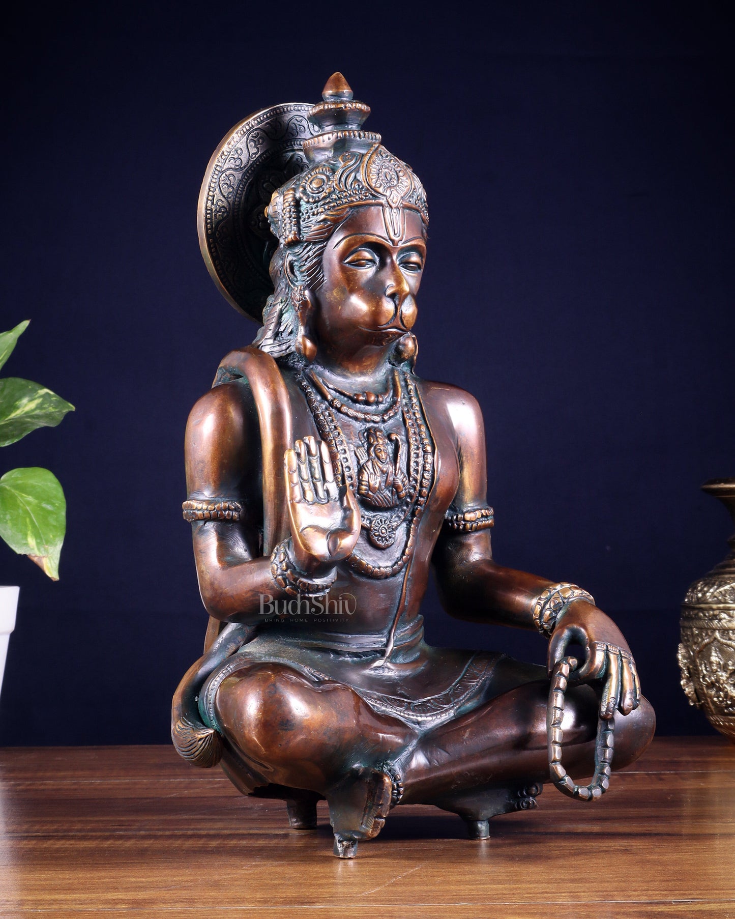 Divine Hanuman Brass blessing statue | 11" bronze tone