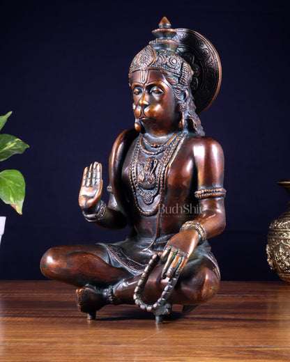 Divine Hanuman Brass blessing statue | 11" bronze tone