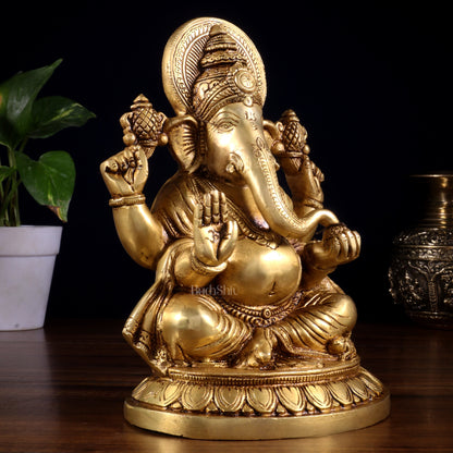 Pure Brass Lord Ganesha Statue  (8 Inch)