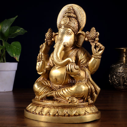Pure Brass Lord Ganesha Statue  (8 Inch)