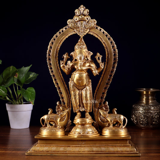 Pure Brass Standing Lord Ganesha Idol | 15” Height