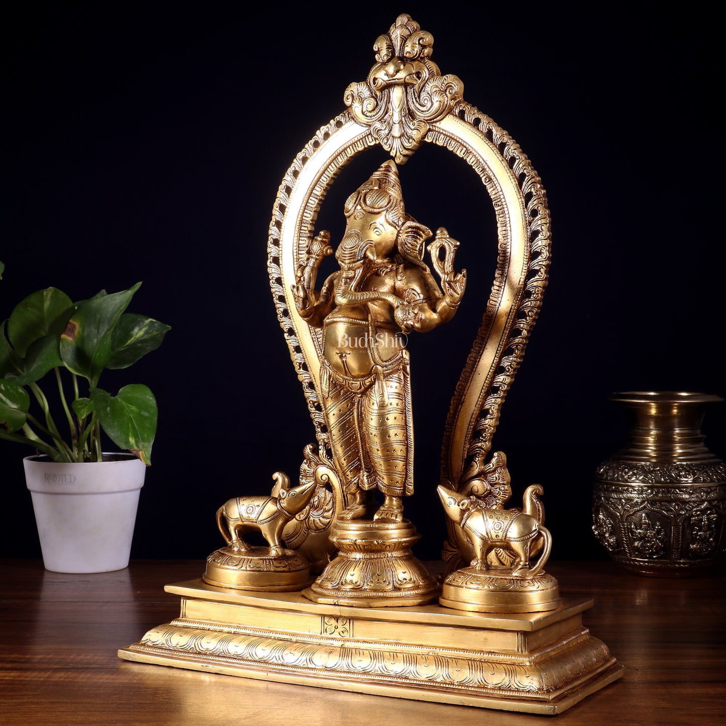Pure Brass Standing Lord Ganesha Idol | 15” Height