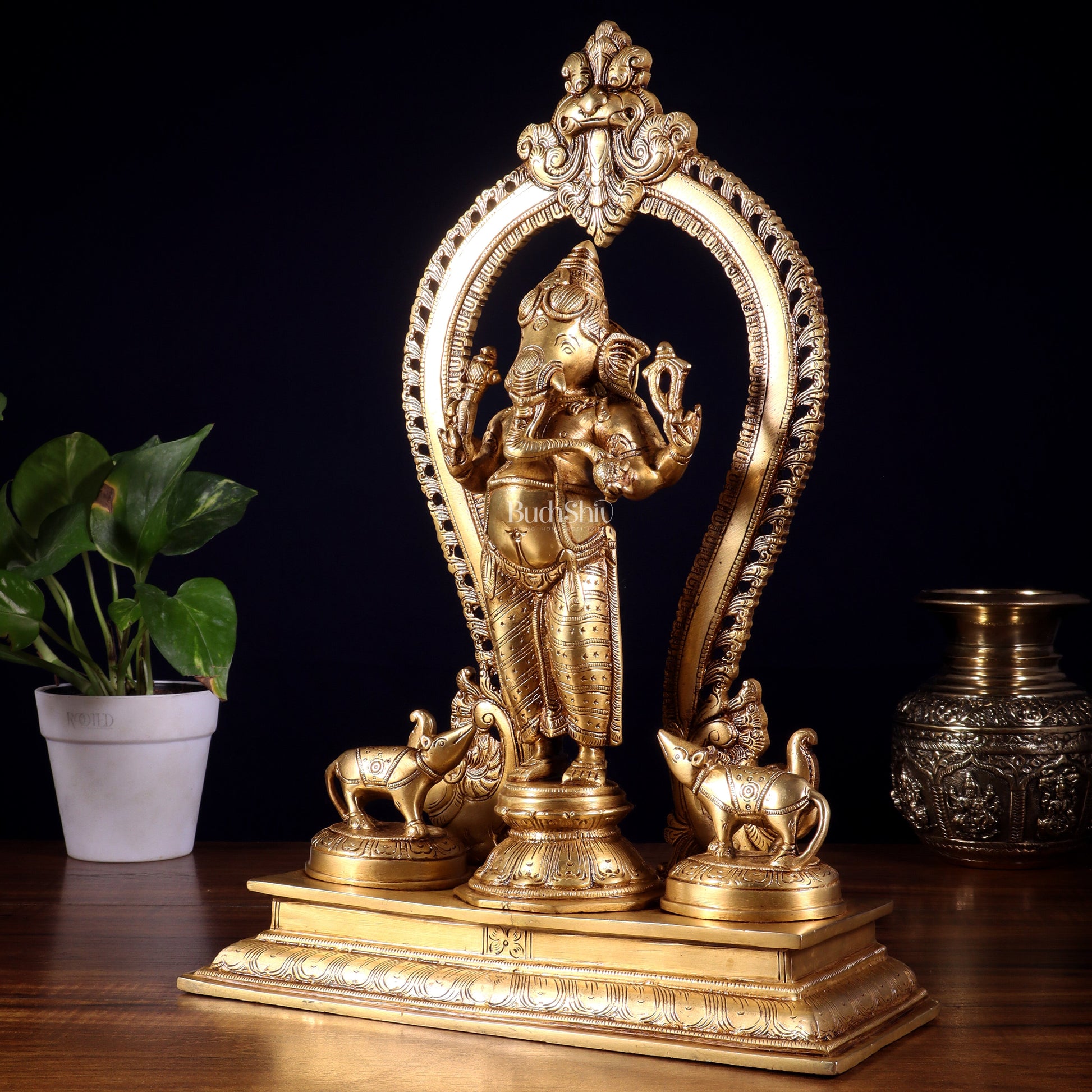 Pure Brass Standing Lord Ganesha Idol | 15” Height