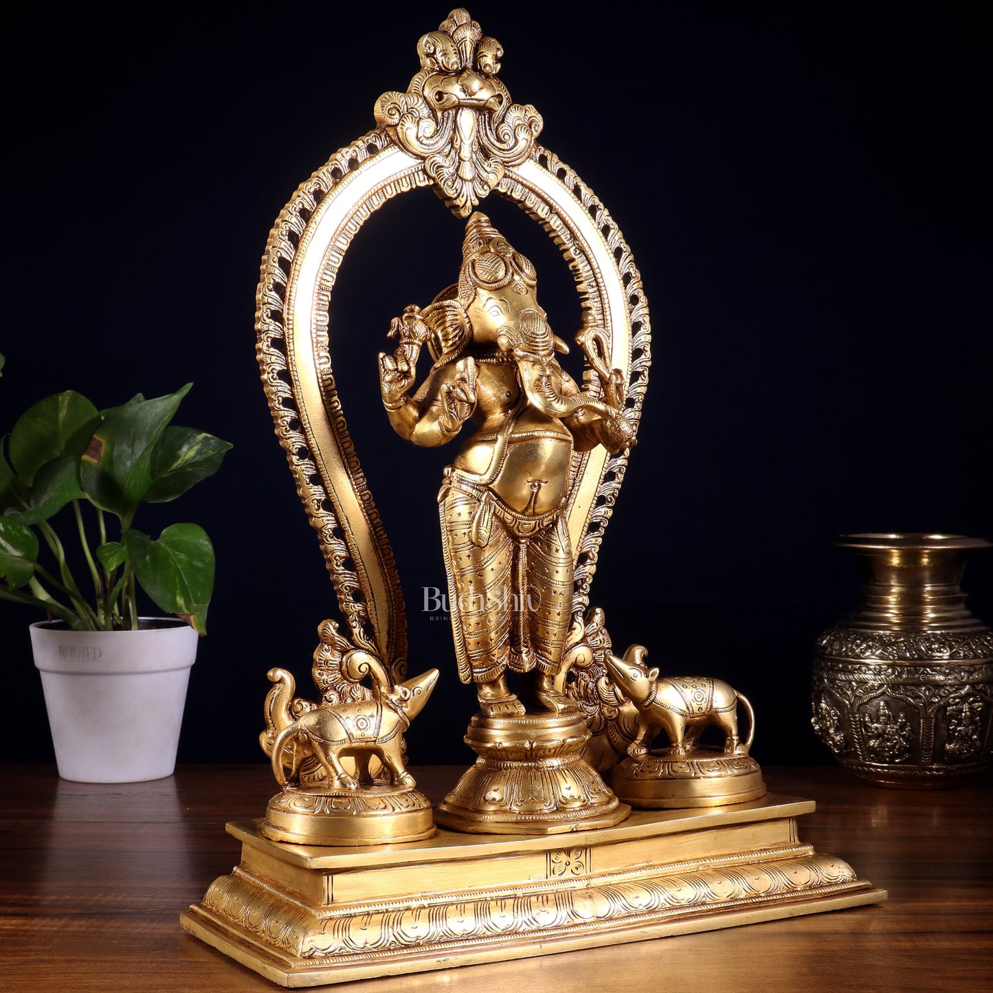 Pure Brass Standing Lord Ganesha Idol | 15” Height