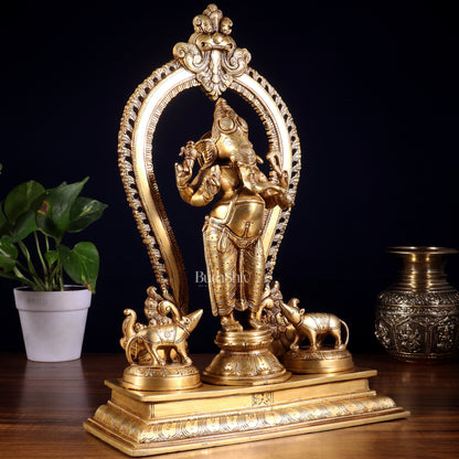 Pure Brass Standing Lord Ganesha Idol | 15” Height