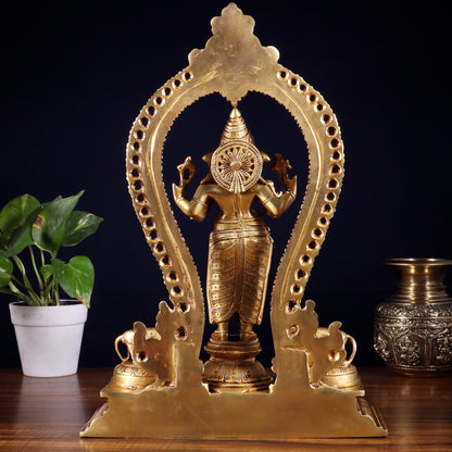 Pure Brass Standing Lord Ganesha Idol | 15” Height