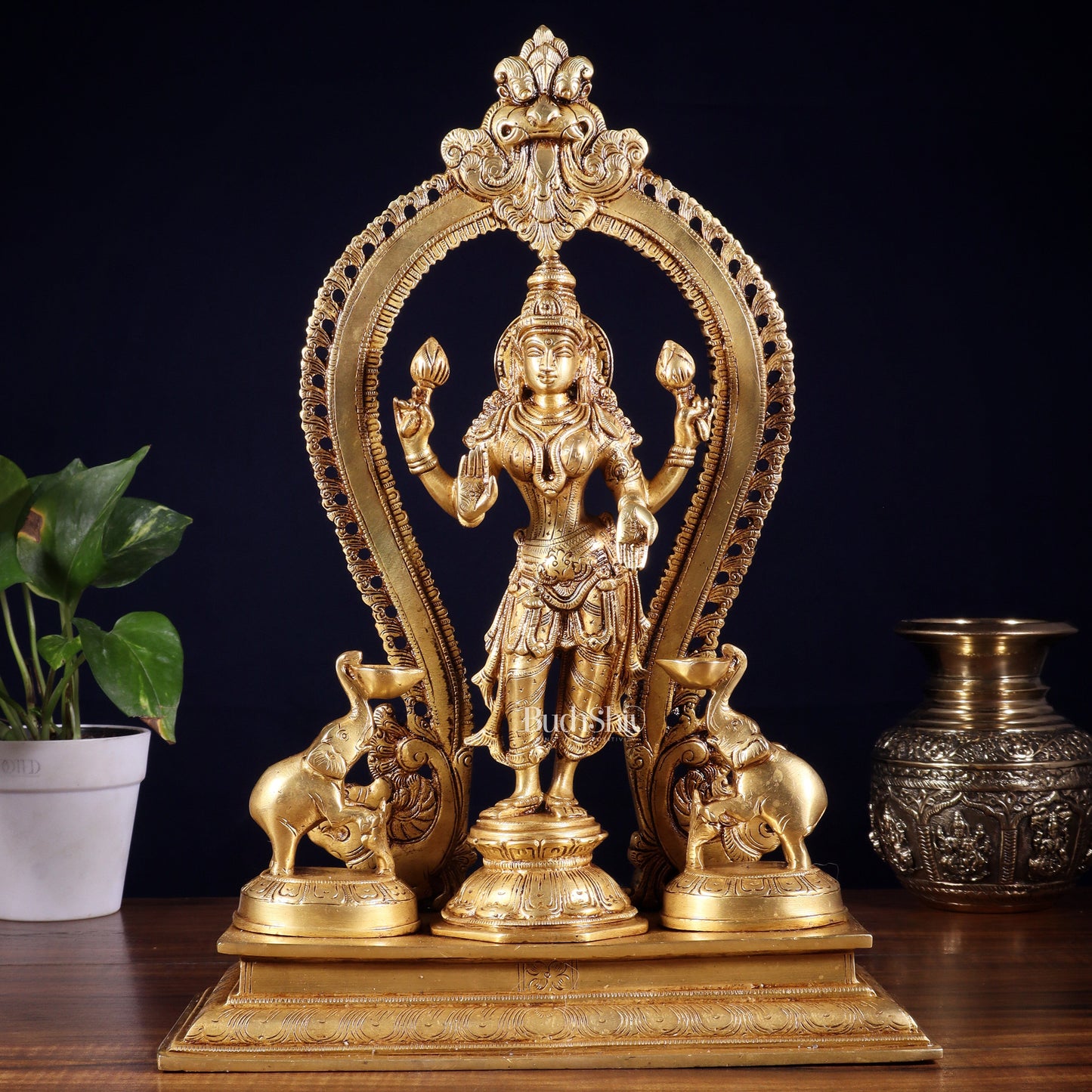 Pure Brass Standing Goddess Lakshmi Idol | 15” Height