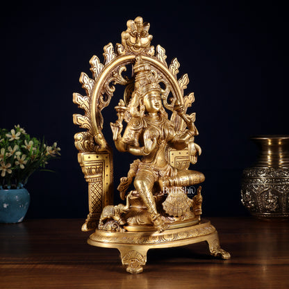Pure Brass Goddess Lakshmi Idol with Prabhavali | 12 Inch