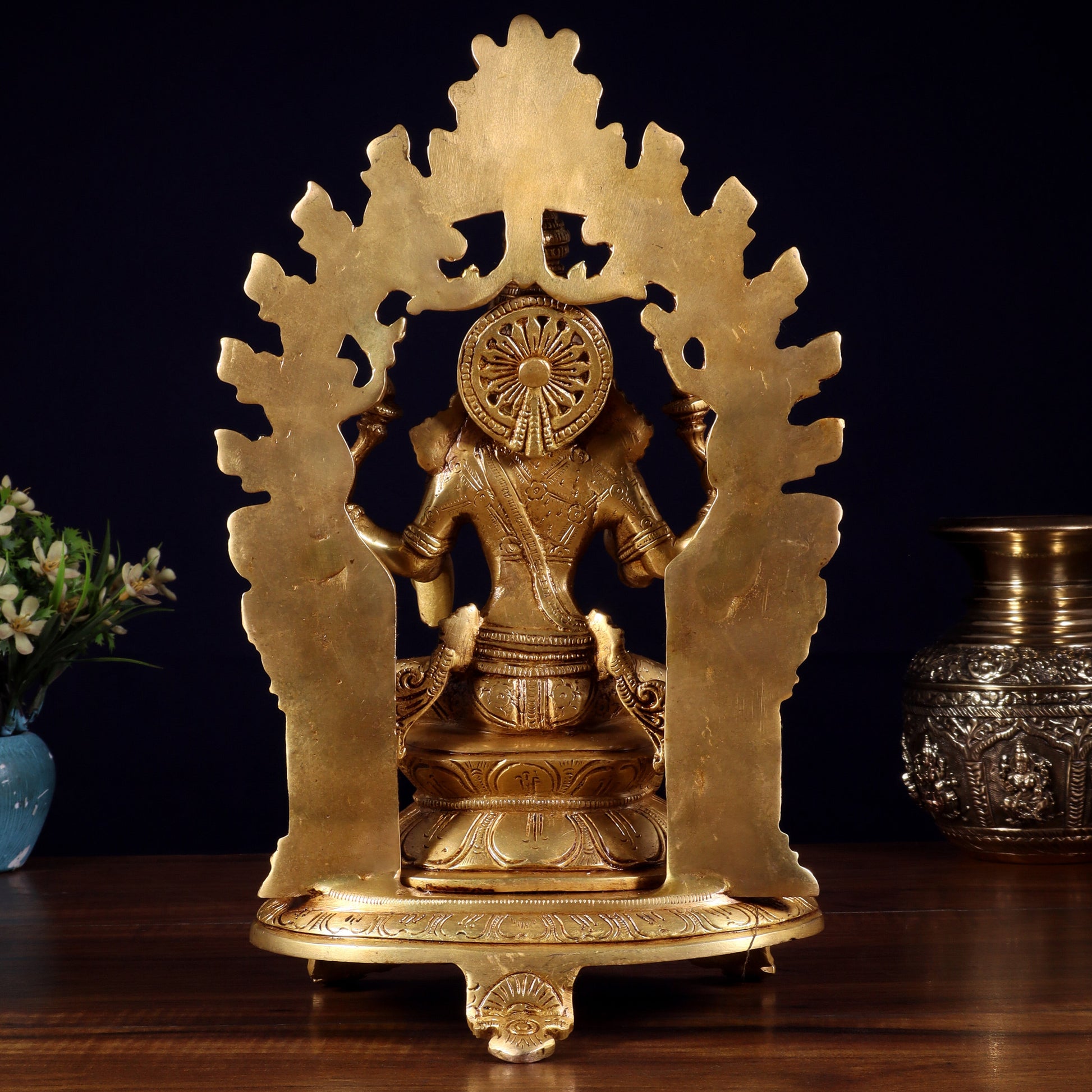 Pure Brass Goddess Lakshmi Idol with Prabhavali | 12 Inch