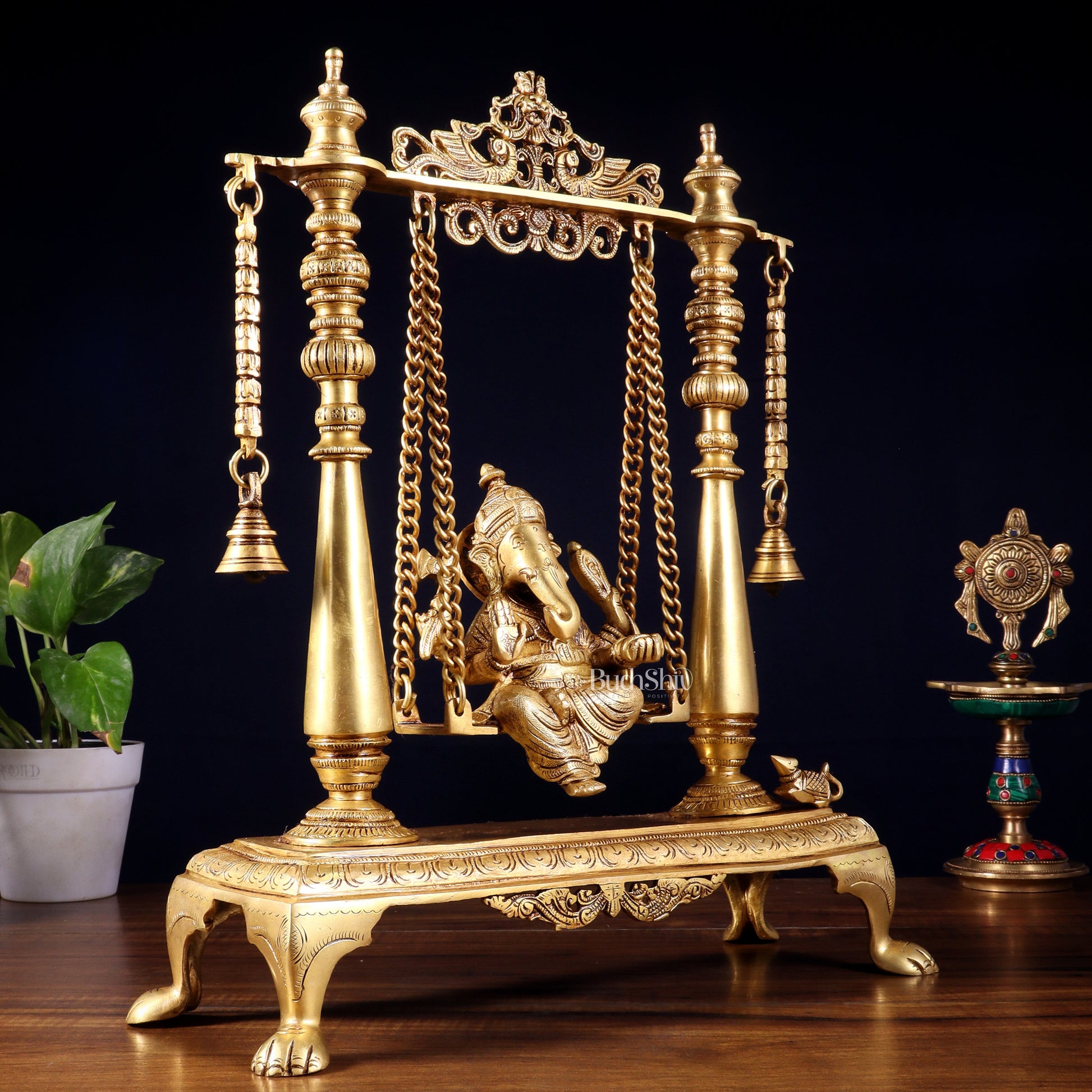 Pure Brass Lord Ganesha on Swing | Superfine Quality | 16 Inch