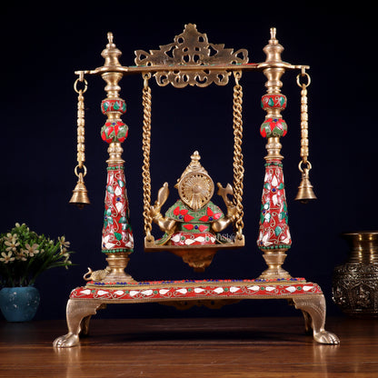 Pure Brass Lord Ganesha on Swing | with meenakari| 16 Inch
