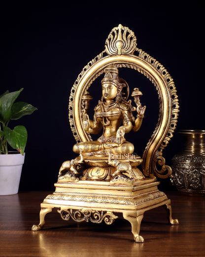 Pure Brass Goddess Lakshmi Idol with Prabhavali | 13 Inch