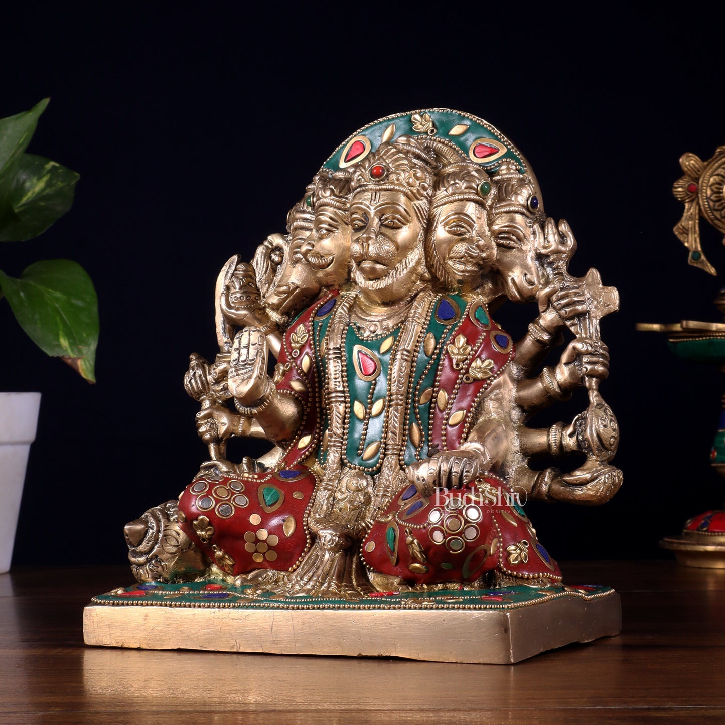 Pure Brass Panchmukhi Hanuman Statue 7.5 Inch stonework