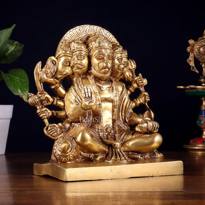 Pure Brass Panchmukhi Hanuman Statue 7.5 Inch