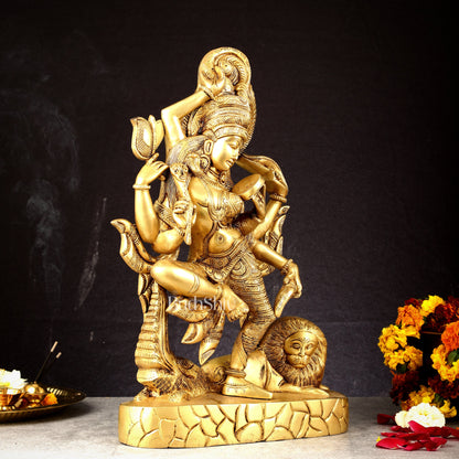Pure Brass Dancing Ardhanarishwara Statue | Shiv Shakti as One | 16.5"