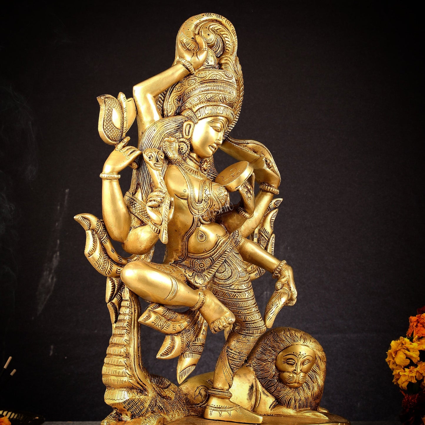 Pure Brass Dancing Ardhanarishwara Statue | Shiv Shakti as One | 16.5"
