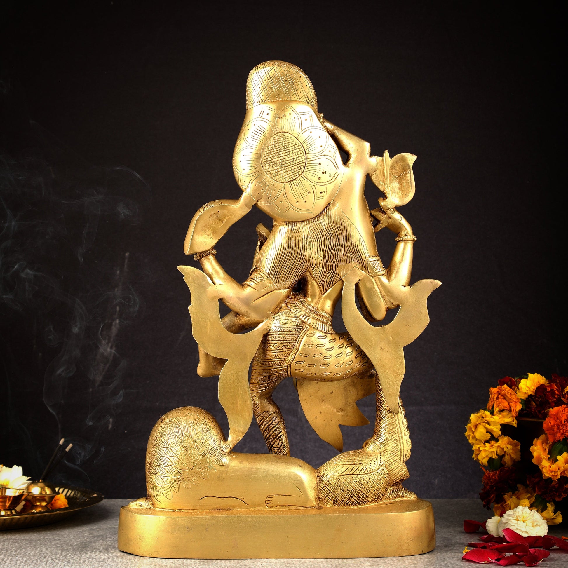 Pure Brass Dancing Ardhanarishwara Statue | Shiv Shakti as One | 16.5"