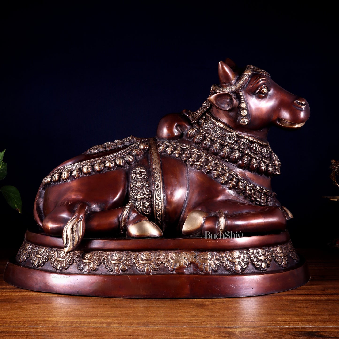 Large brass Nandi Statue 22 inch brown tone