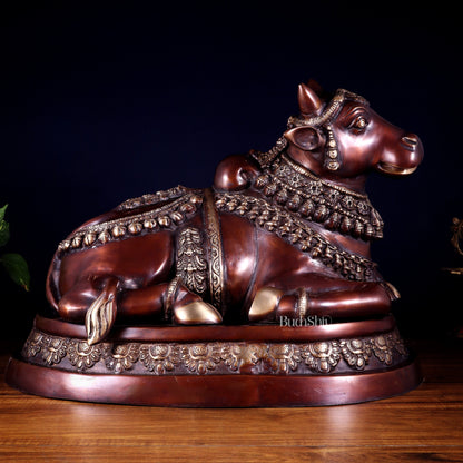 Large brass Nandi Statue 22 inch brown tone