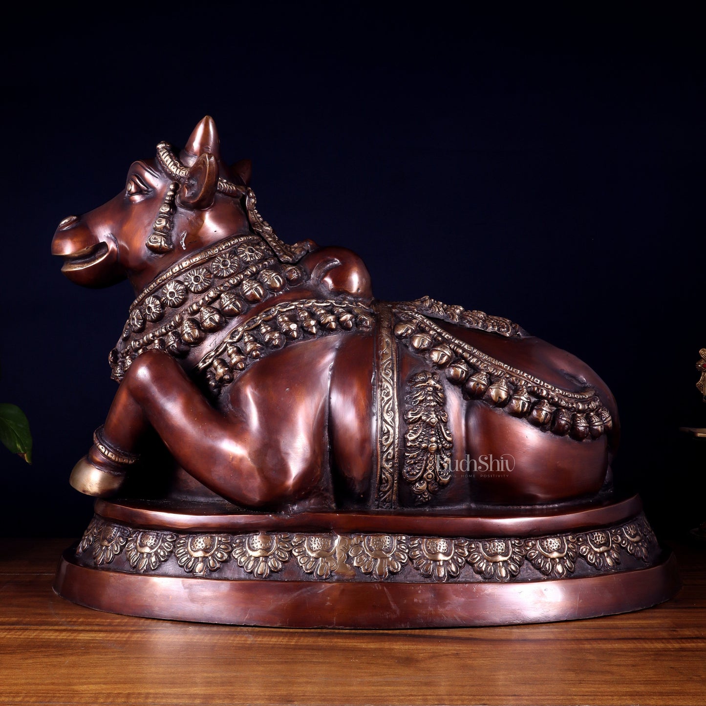 Large brass Nandi Statue 22 inch brown tone