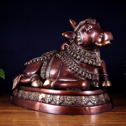 Large brass Nandi Statue 22 inch brown tone