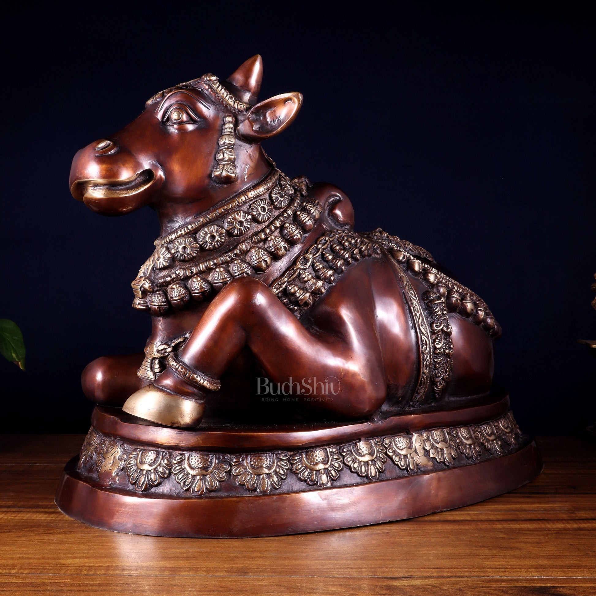 Large brass Nandi Statue 22 inch brown tone