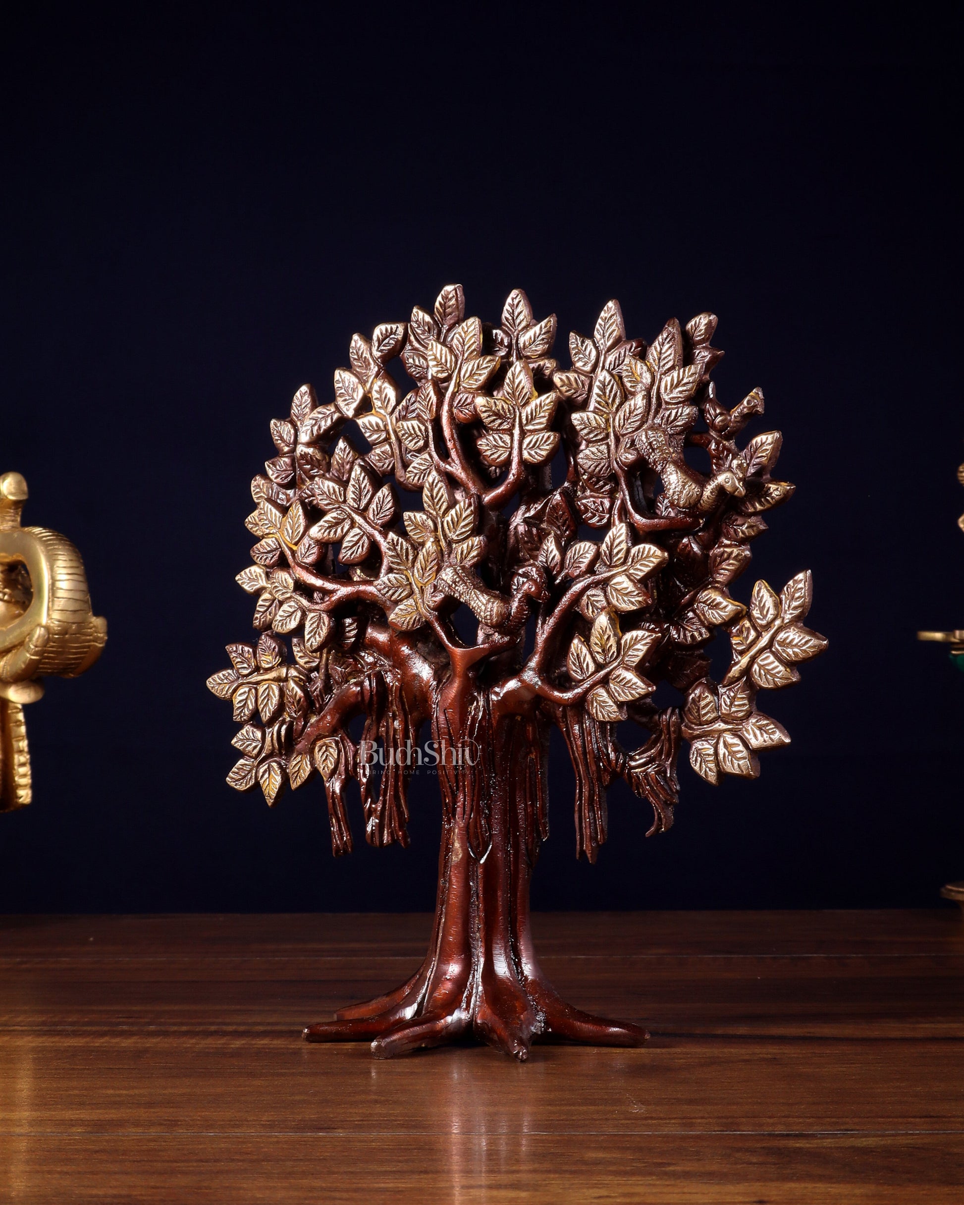 Pure Brass Handcrafted Kalpavriksha Tree - Table Standing 9" vintage tone