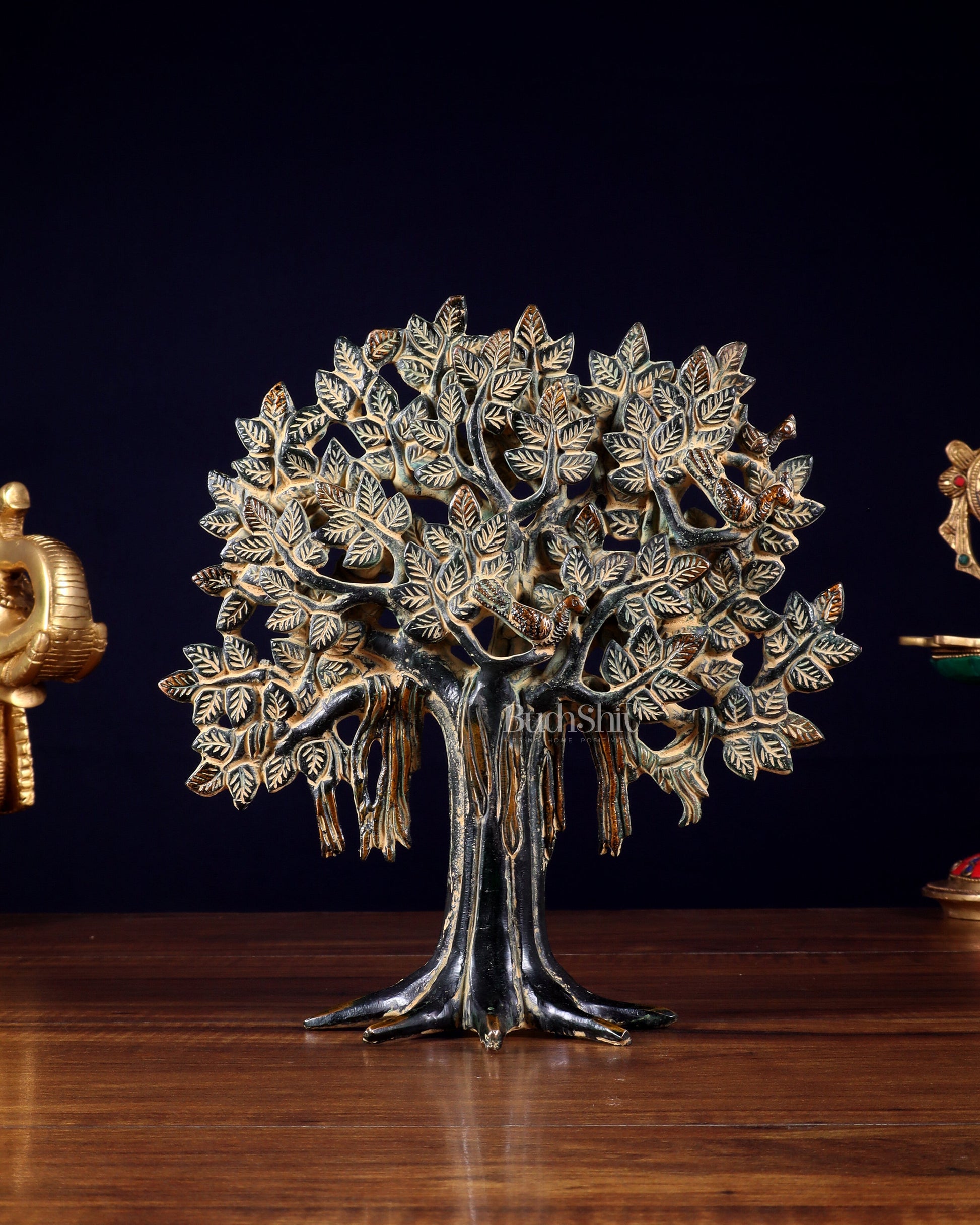 Pure Brass Handcrafted Kalpavriksha Tree - Table Standing 9" sand finish