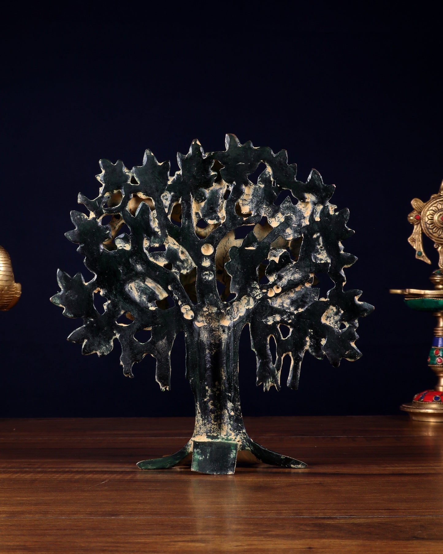 Pure Brass Handcrafted Kalpavriksha Tree - Table Standing 9" sand finish