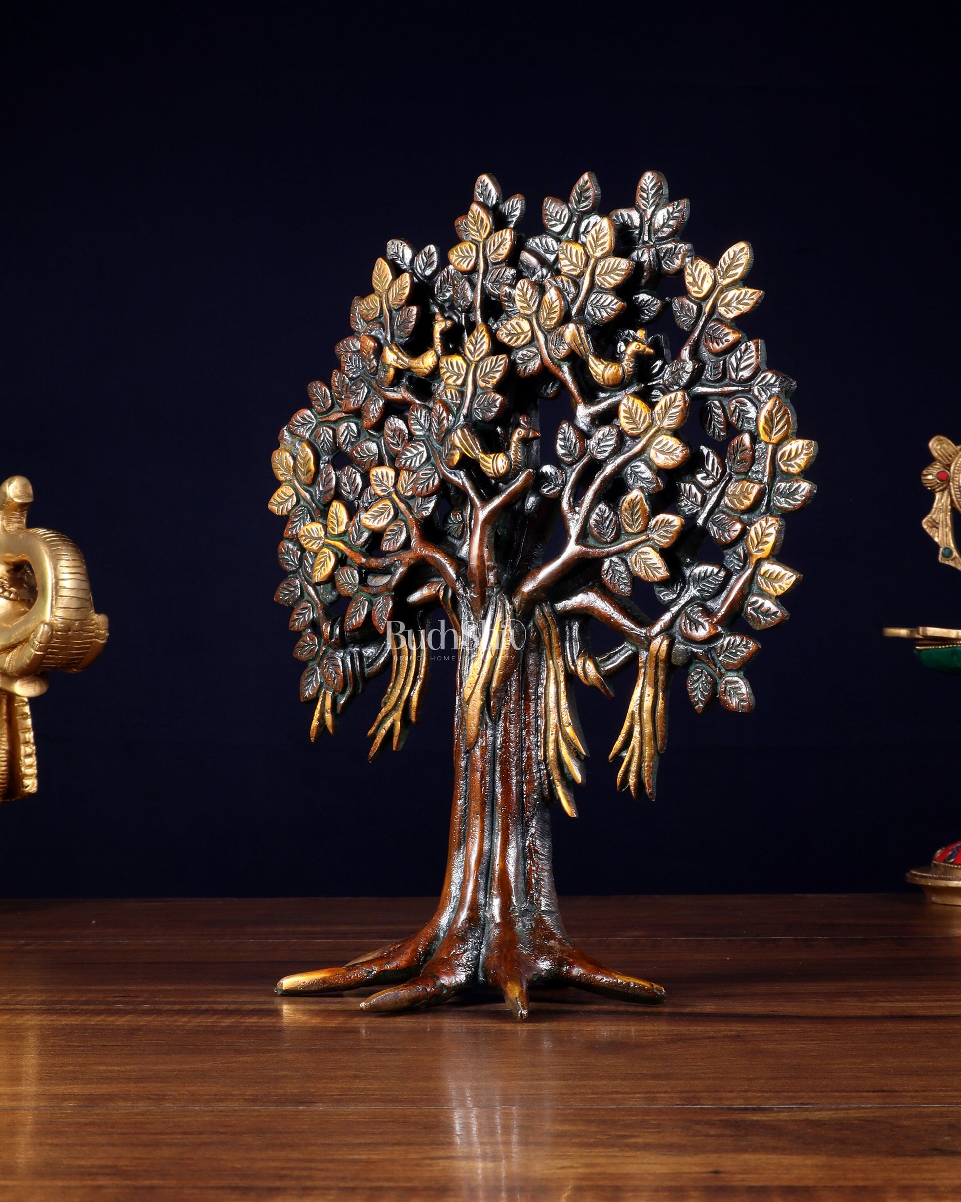 Pure Brass Handcrafted Kalpavriksha Tree - Table Standing - 11" vintage
