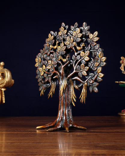 Pure Brass Handcrafted Kalpavriksha Tree - Table Standing - 11" vintage