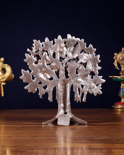 Pure Brass Handcrafted Kalpavriksha Tree - Table Standing 9" silver plated