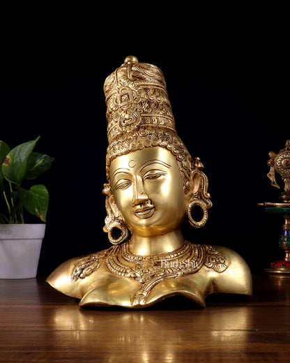 Brass Parvati face Bust table accent 12" Butter gold